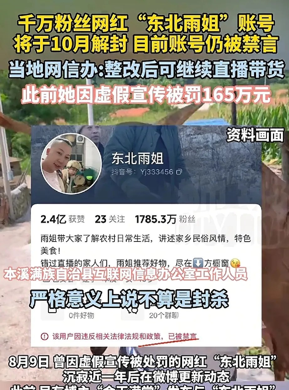 创新助手：东北雨姐复出在即，交165万罚款后重返直播，这次她能否吸取教训？
