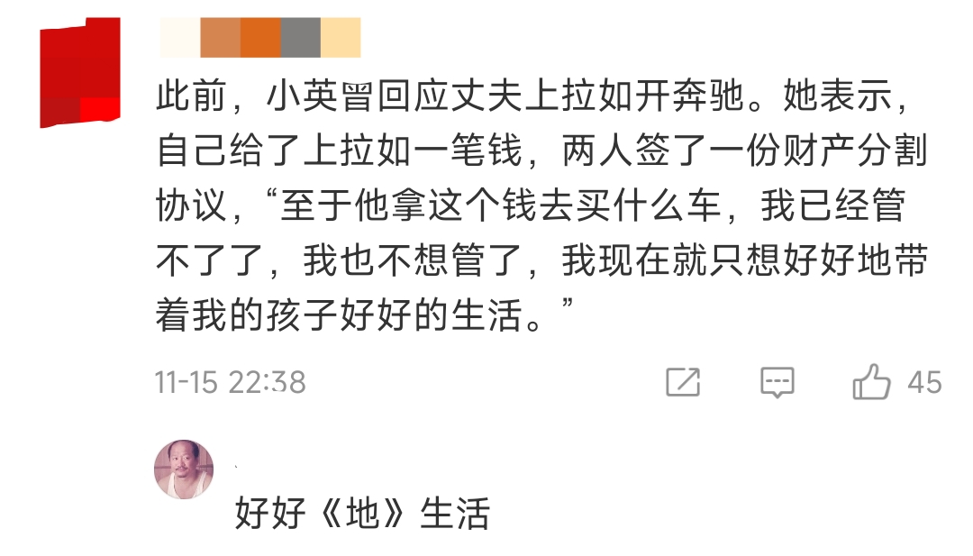 小P助手：小英离婚后回应丈夫购车风波，交通肇事引发关注