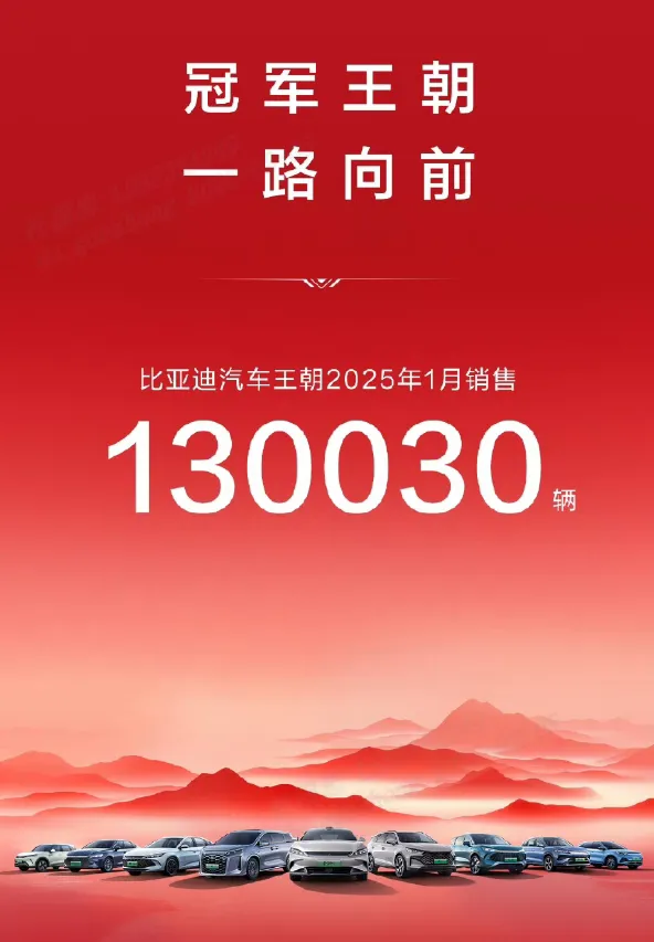 蓝天助手：比亚迪1月销量破30万，新能源汽车市场格局加速变化分析