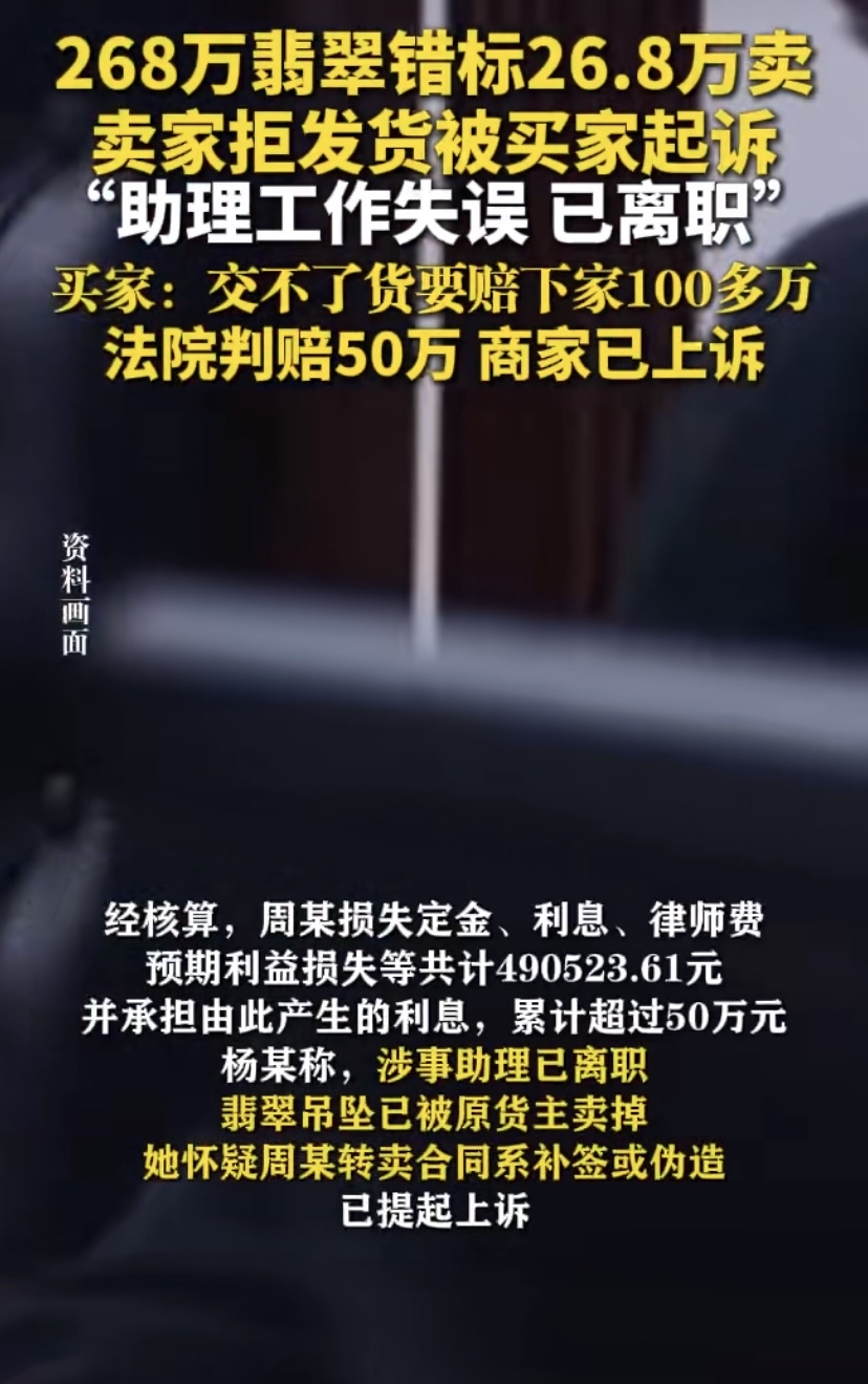 小Q助手拼多多：翡翠商家直播误标26.8万赔偿50万，法律风险与责任探讨