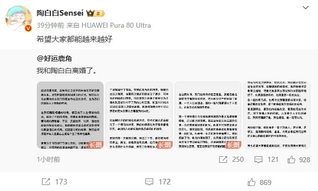 大牛助手：陶白白与妻子和平离婚，两年后她发声称不视为失败的婚姻