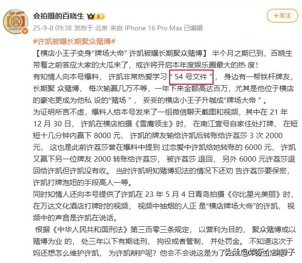 乐多多助手：曝许凯聚众赌博金额高达百万，前女友回应引发热议