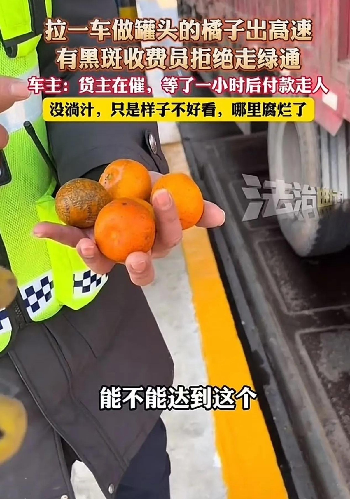 超单助手：高速收费站货车司机因橘子黑斑被罚，绿通政策是否应更灵活？