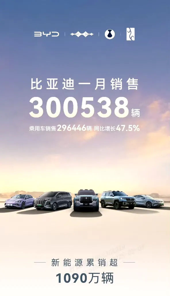 出评软件：比亚迪2024年销量突破427万辆，成为全球新能源汽车市场“三冠王”