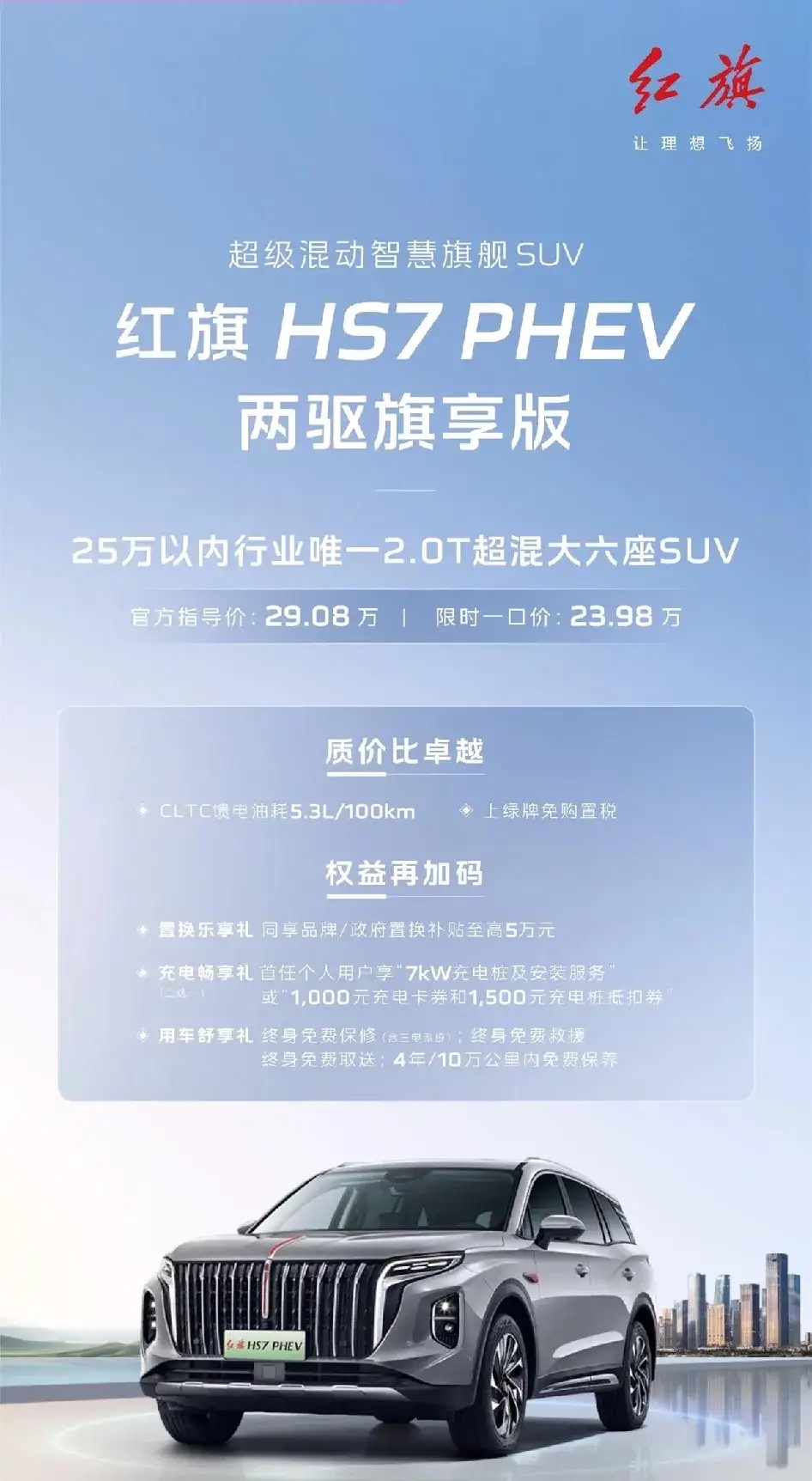 易单助手官网入口：2025红旗HS7 PHEV，高效混动SUV的智能与安全新标杆