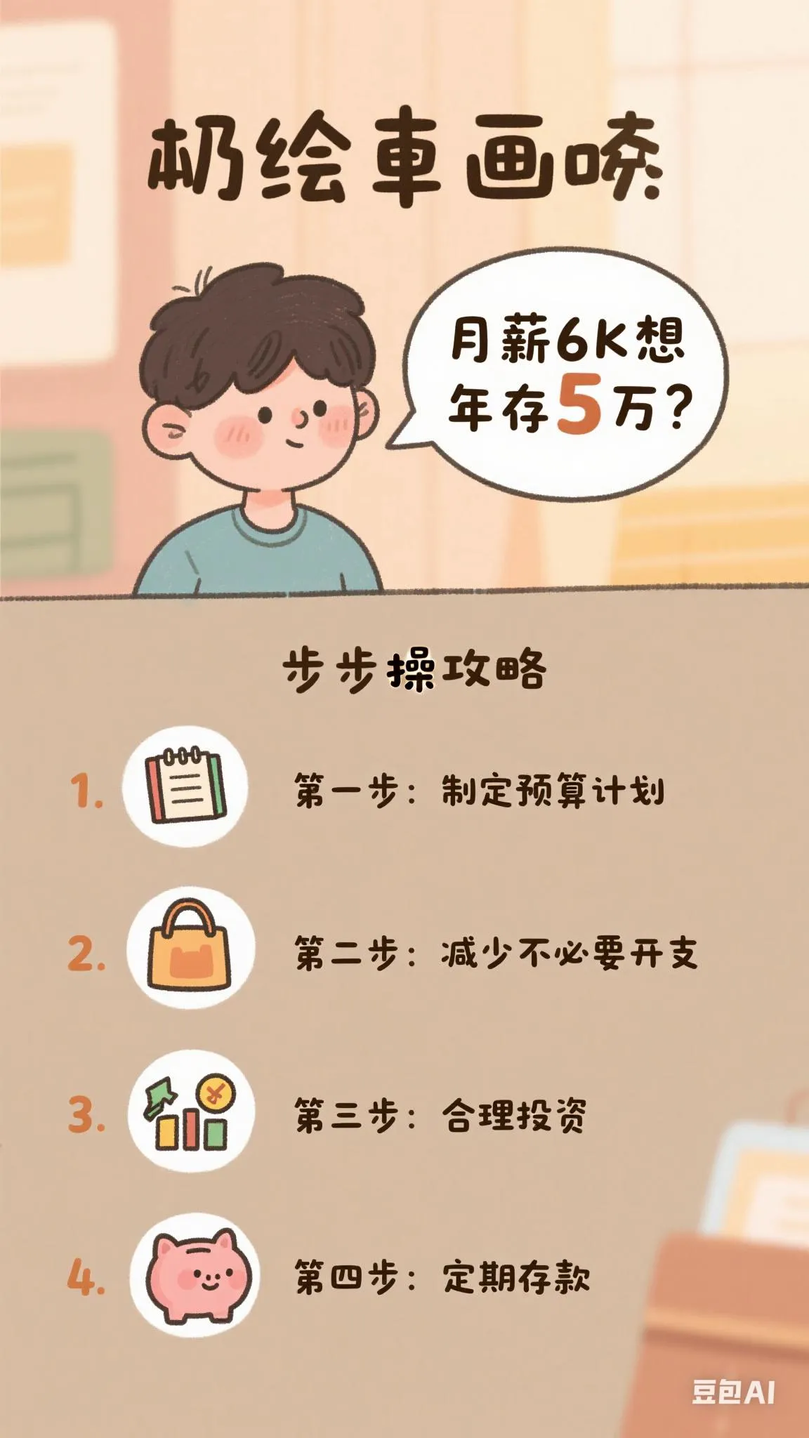 优选助手：月薪6K如何存下5万？四步教你高效理财与节省开支！