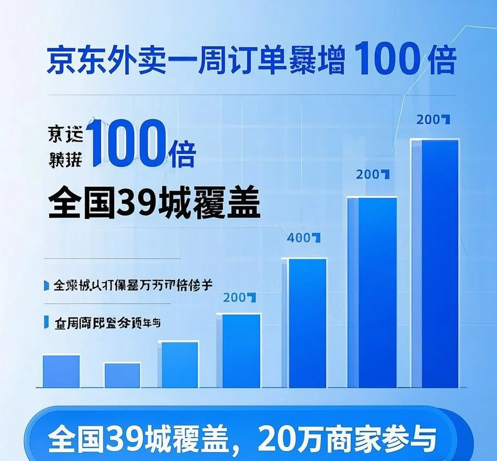 上评助手：京东外卖一周订单激增100倍，39城覆盖引发商家热潮与行业震动
