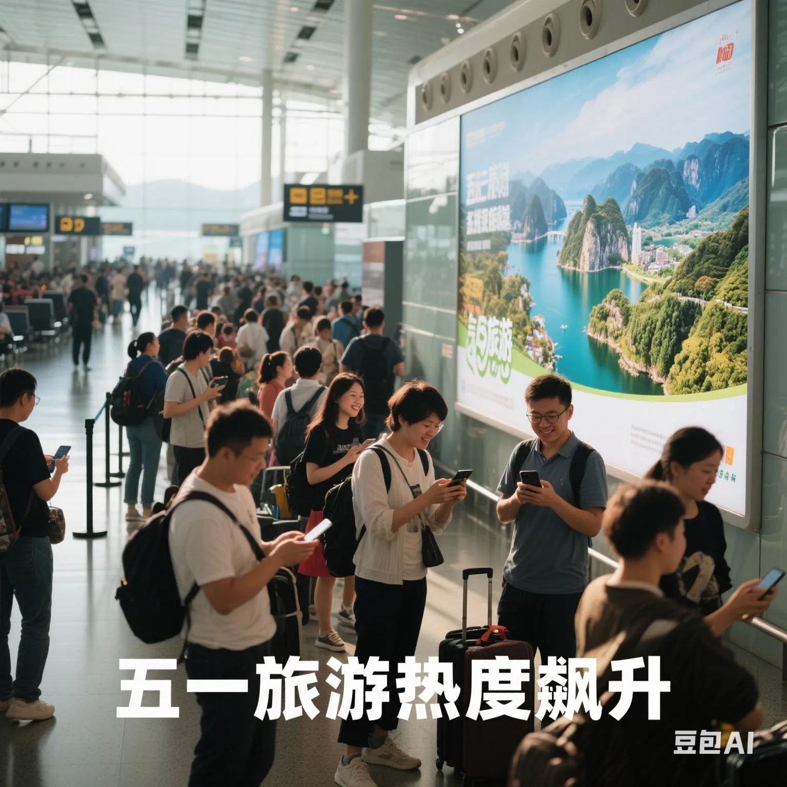 多成团助手：五一旅游热潮，人形红绿灯与极限挑战，抢票盛况引发疯狂评论