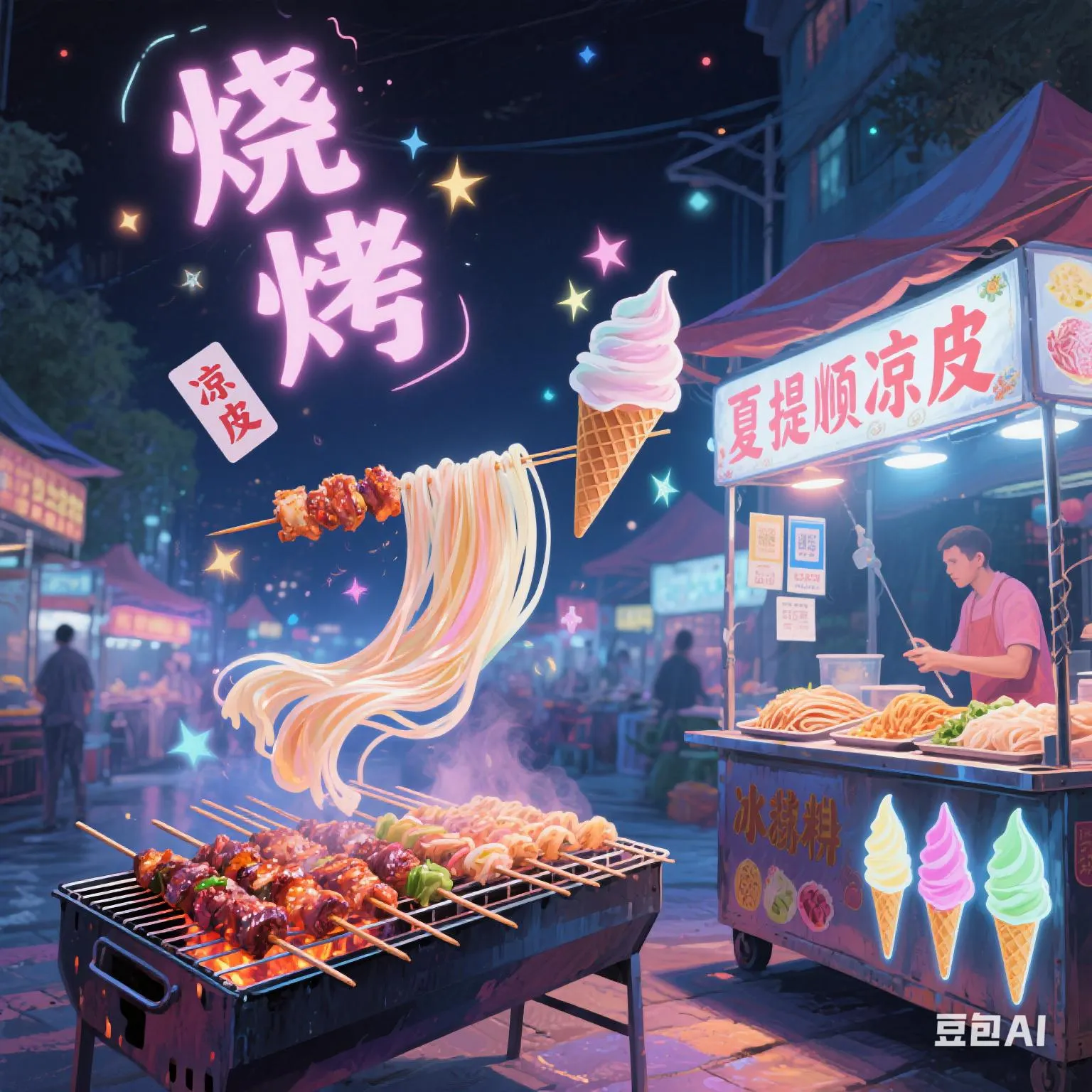 乐刷助手：夜市创业项目推荐，凉皮、烧烤与冰激凌的赚钱策略