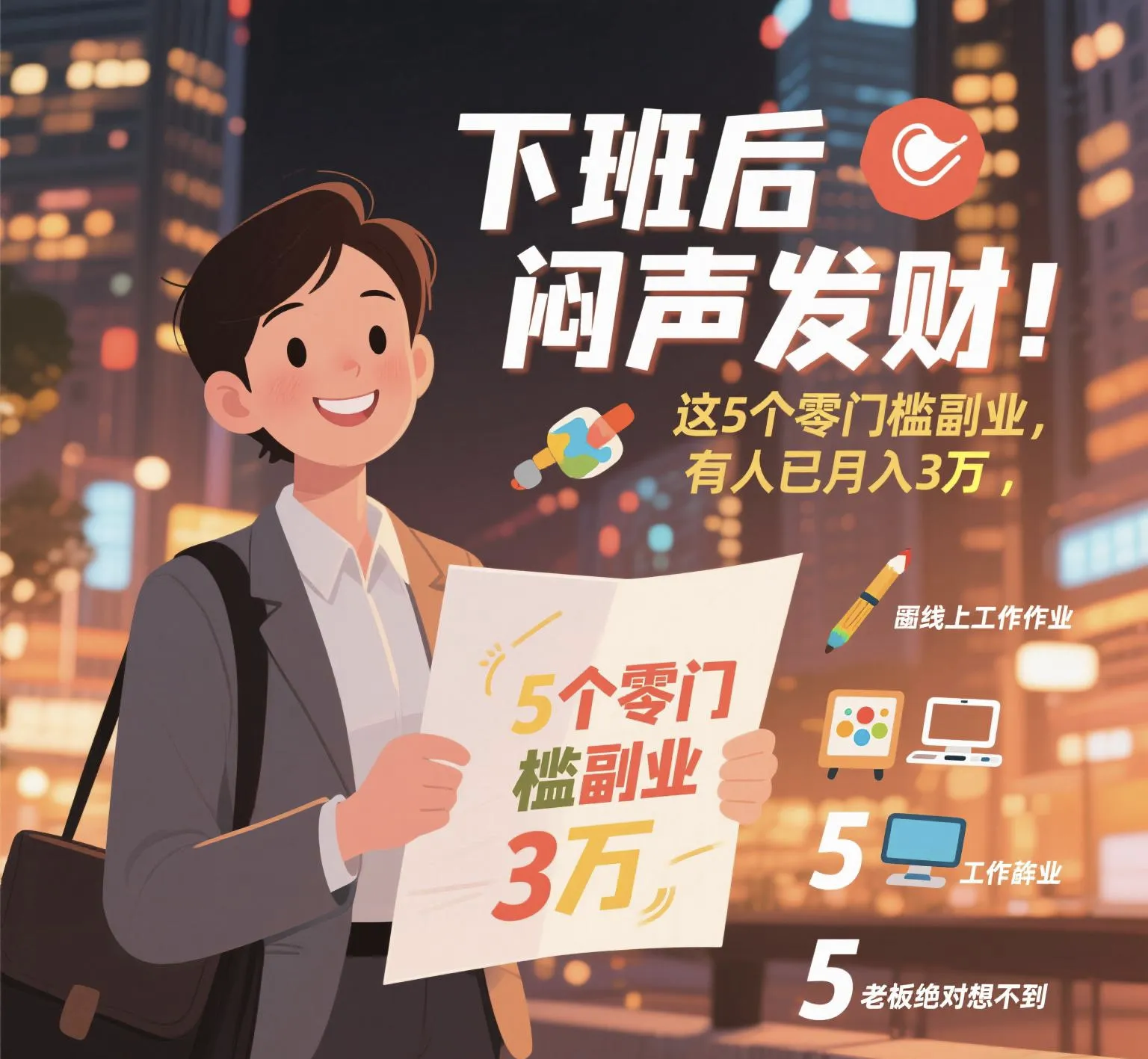 快火助手：下班后赚大钱！5个零门槛副业，轻松月入3万的秘密揭秘