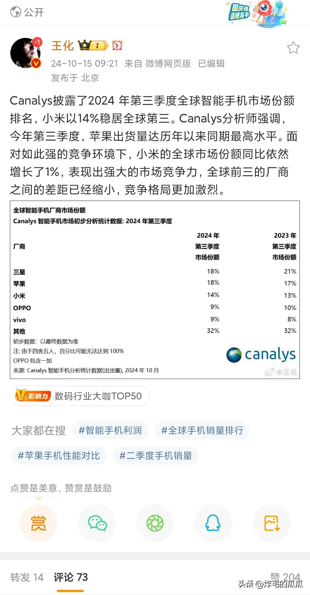 出评软件：华为与小米专利交易揭示手机产业竞争与合作新格局