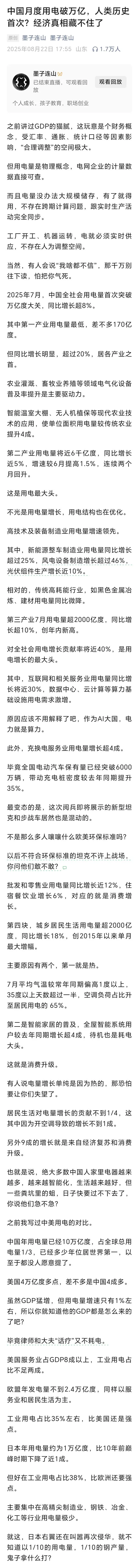 创优助手：中国电力用量破万亿，经济复苏信号明显，全球制造地位更稳固！