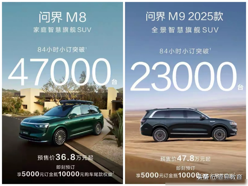 小Q助手补单软件：问界M8与2025款M9预售火爆，三天半狂揽7万订单创下国产车新纪录